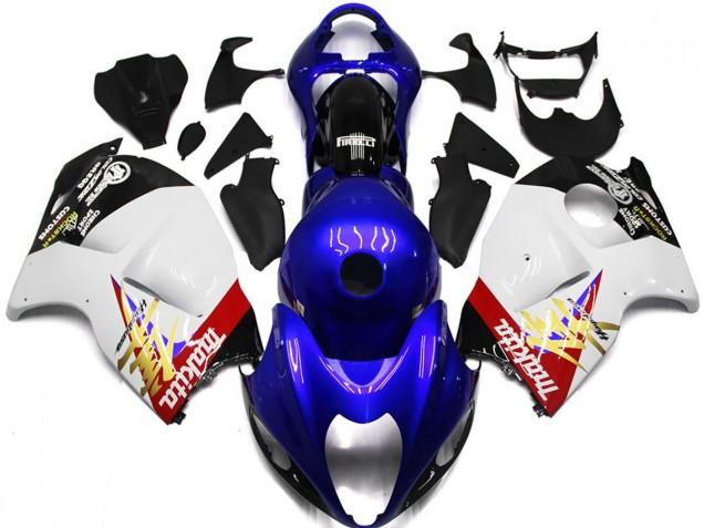 1997-2007 Blue and White Custom w black Suzuki GSXR 1300 Motorcycle Fairing UK