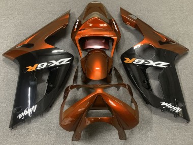 2003-2004 Gloss Orange and Black Kawasaki ZX6R Motorcycle Fairing UK