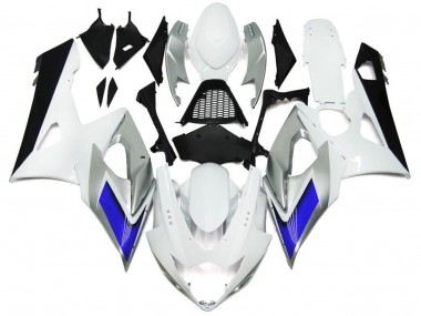 2005-2006 Gloss White Style with Silver Hints and Blue Suzuki GSXR 1000 Motorcycle Fairing UK