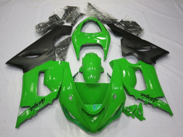 2005-2006 Green Black Kawasaki ZX6R Motorcycle Fairing UK
