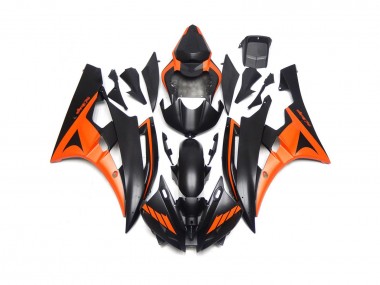 2006-2007 Custom Matte Black and Orange Yamaha R6 Motorcycle Fairing UK