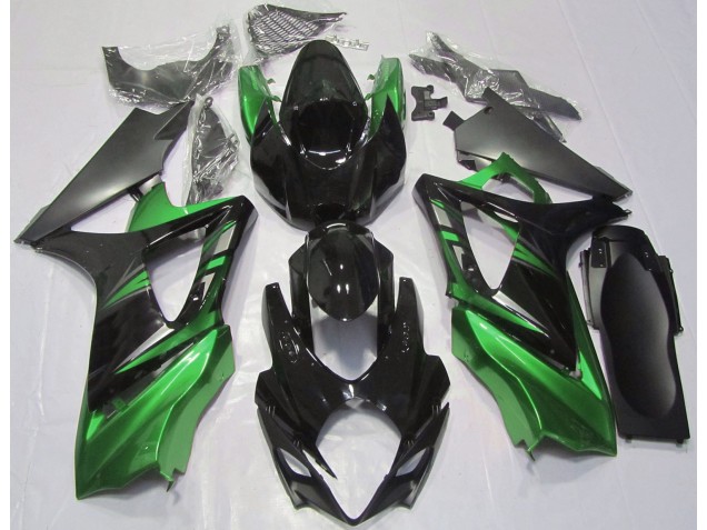 2007-2008 Gloss Black and Green Suzuki GSXR 1000 Motorcycle Fairing UK