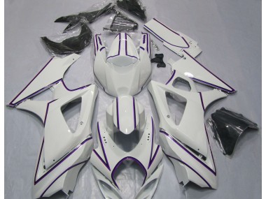 2007-2008 Gloss White Purple Pin Stripe Suzuki GSXR 1000 Motorcycle Fairing UK