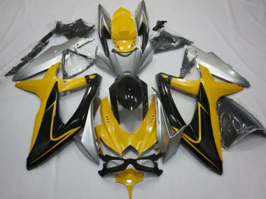 2008-2010 Yellow Black and Silver Suzuki GSXR 600-750 Motorcycle Fairing UK
