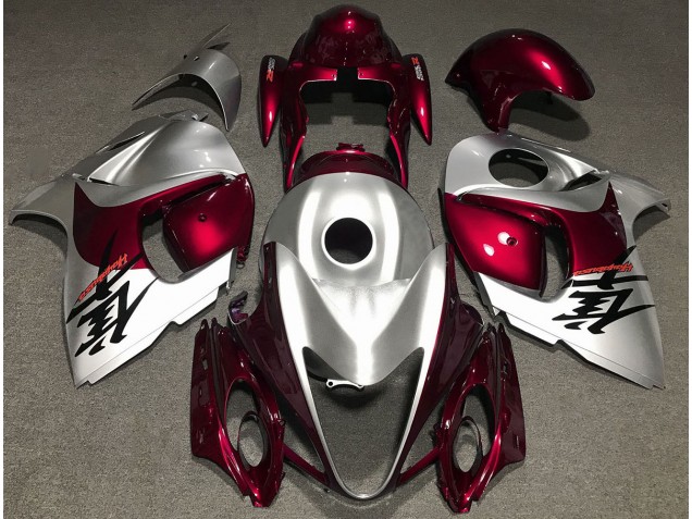 2008-2019 Gloss Red and Silver Suzuki GSXR 1300 Motorcycle Fairing UK