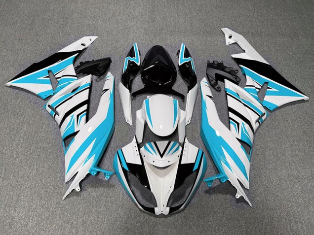 2009-2012 Light Blue White and Black Zag Kawasaki ZX6R Motorcycle Fairing UK