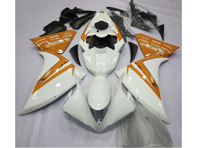 2013-2014 Gloss White and Orange Yamaha R1 Motorcycle Fairing UK